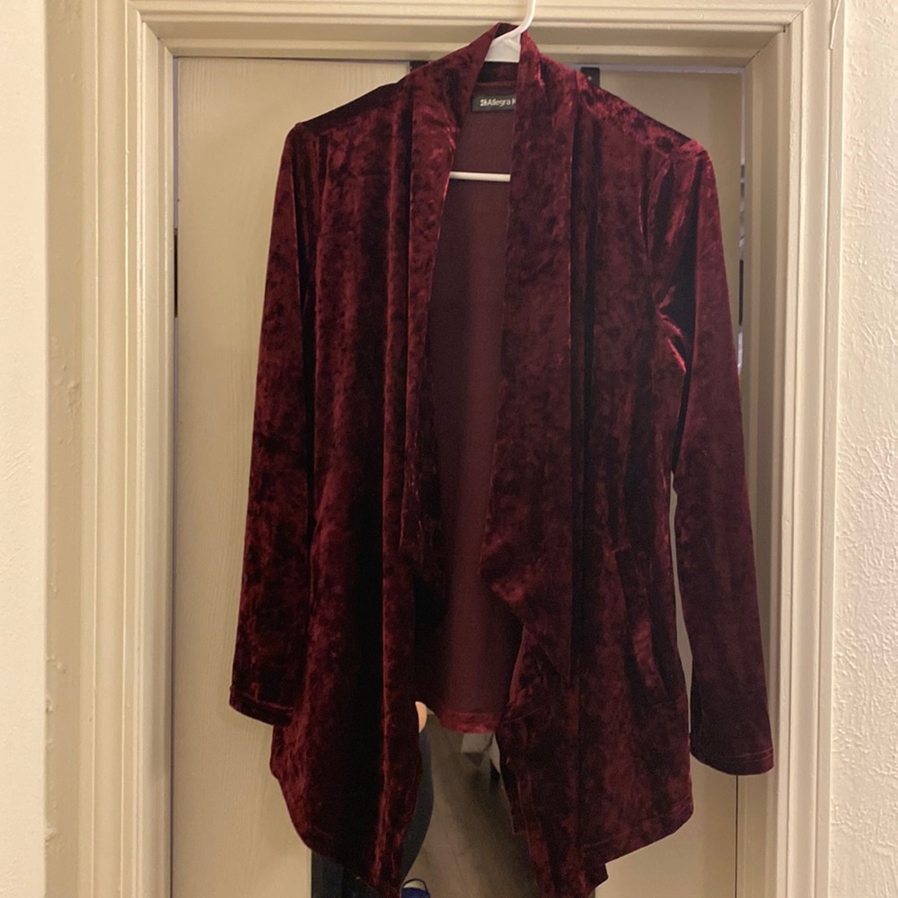 Crushed velvet open cardigan - worn once for costume